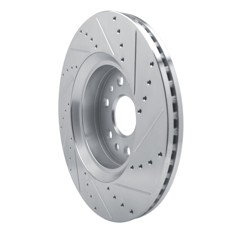 Jeep Grand Wagoneer L Brake Rotor (1) - Front Left - R1 Concepts - Drilled & Slotted - Silver - `21-`25